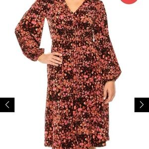 London Times black gold floral jersey midi dress